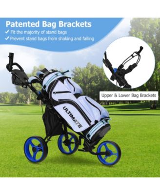 3 Wheels Folding Golf Push Cart with Seat Scoreboard and Adjustable Handle