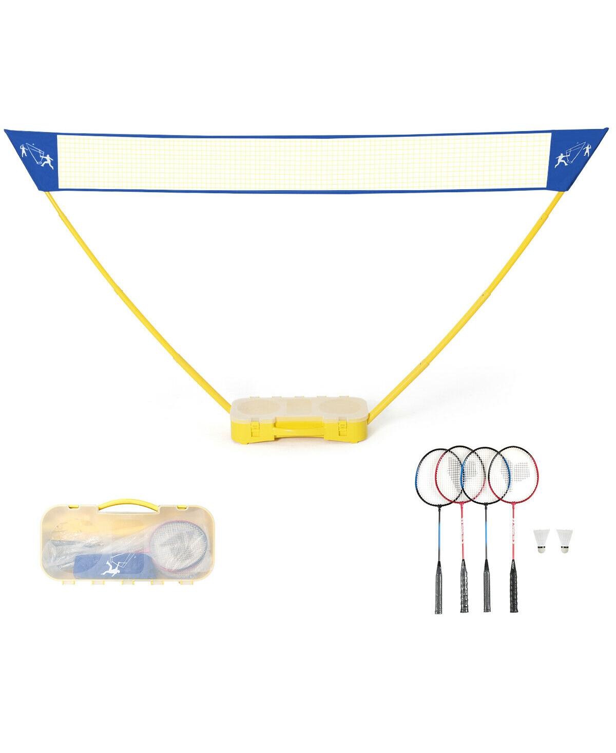 Portable Badminton Set Folding Tennis Badminton Volleyball Net - Yellow