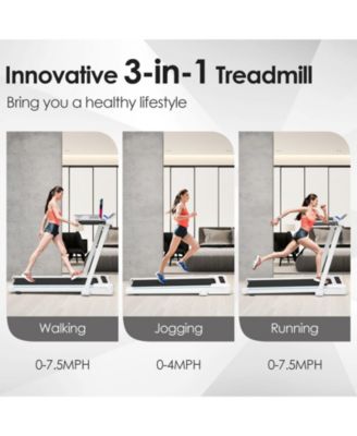 3-in-1 Folding Treadmill with Large Desk and LCD Display