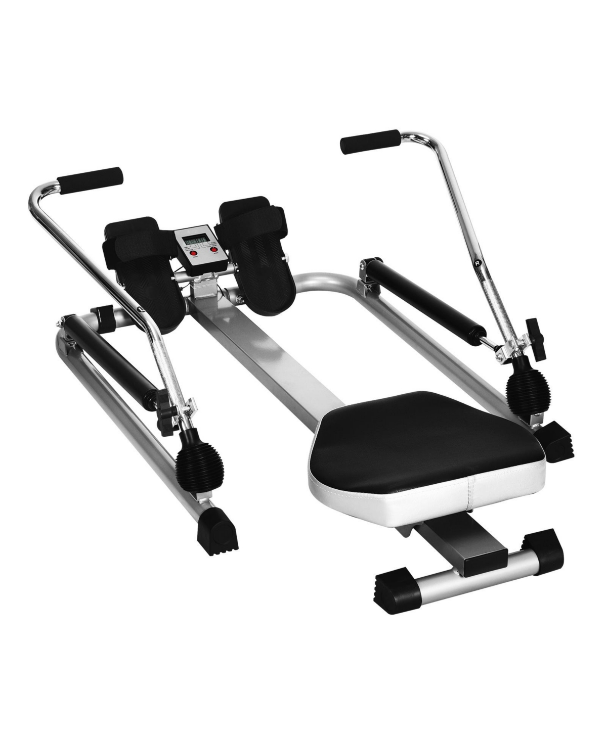 Exercise Adjustable Double Hydraulic Resistance Rowing Machine - Silver
