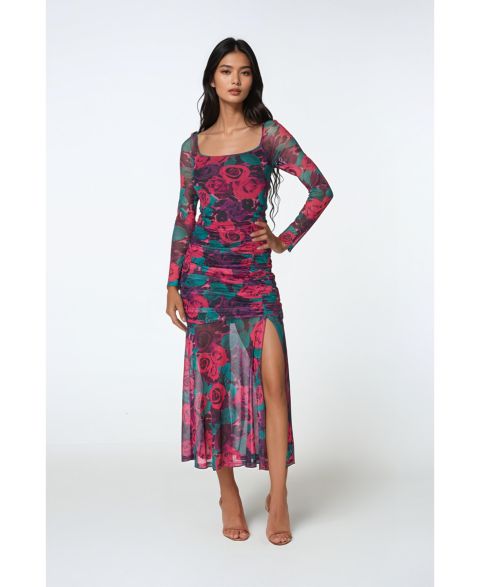Женское платье Bebe Mesh Open Back, цвет: Чёрный розовый