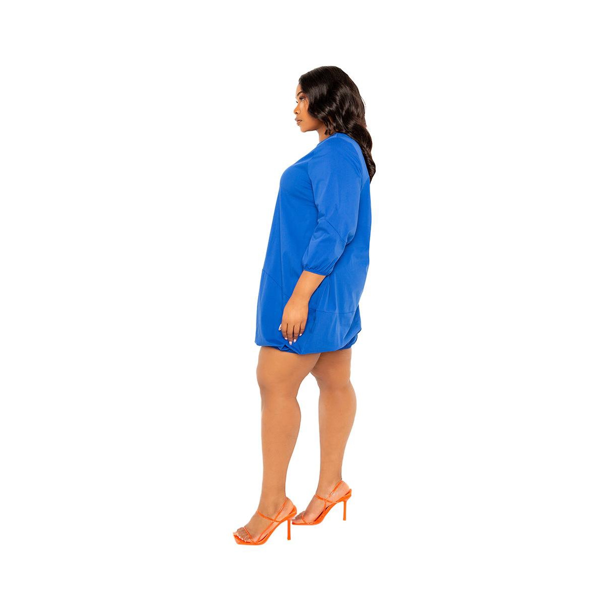 Shop Buxom Couture Women's Plus Size Bubbled Poplin Mini Dress In Royal Blue
