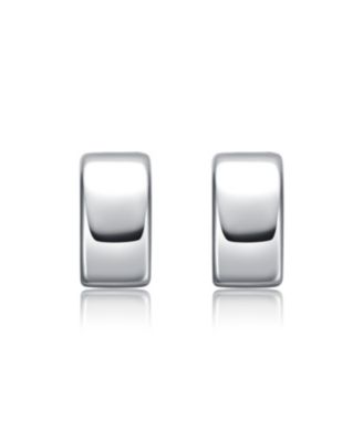 Modern Chic Flattened Tubular Geometric C-Hoop Earrings in White Gold Plated or 14K Gold Plated