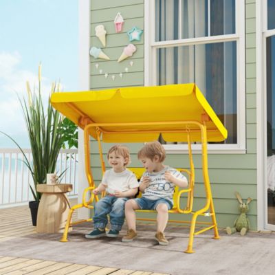 Kids Patio Swing, 2-Seater Outdoor Porch Swing Chair,