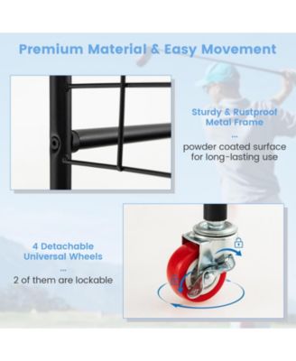 Double Golf Bag Rack with Removable Golf Club Stand and Wheels