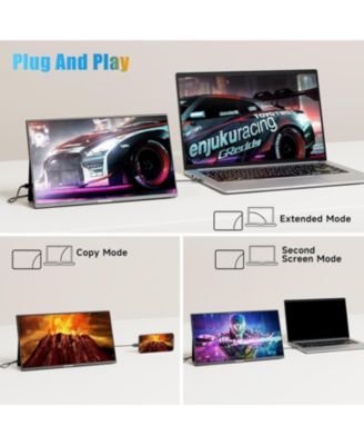 Portable Monitor 15.6 Inch FHD 1080P USB C HDMI, IPS HDR Gaming Computer Display with Smart Cover, Plug&Play, Dual Speakers External Screen for Laptop PC MAC Phone Xbox Switch PS4 Table