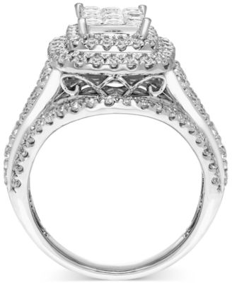 Diamond Princess Cluster Ring (2 ct. t.w.) in 14k White Gold