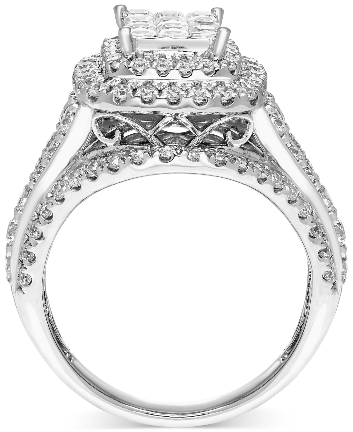 Macy's Diamond Mixed-cut Halo Engagement Ring (2 Ct. T.w.) In 14k White Gold In White Gold