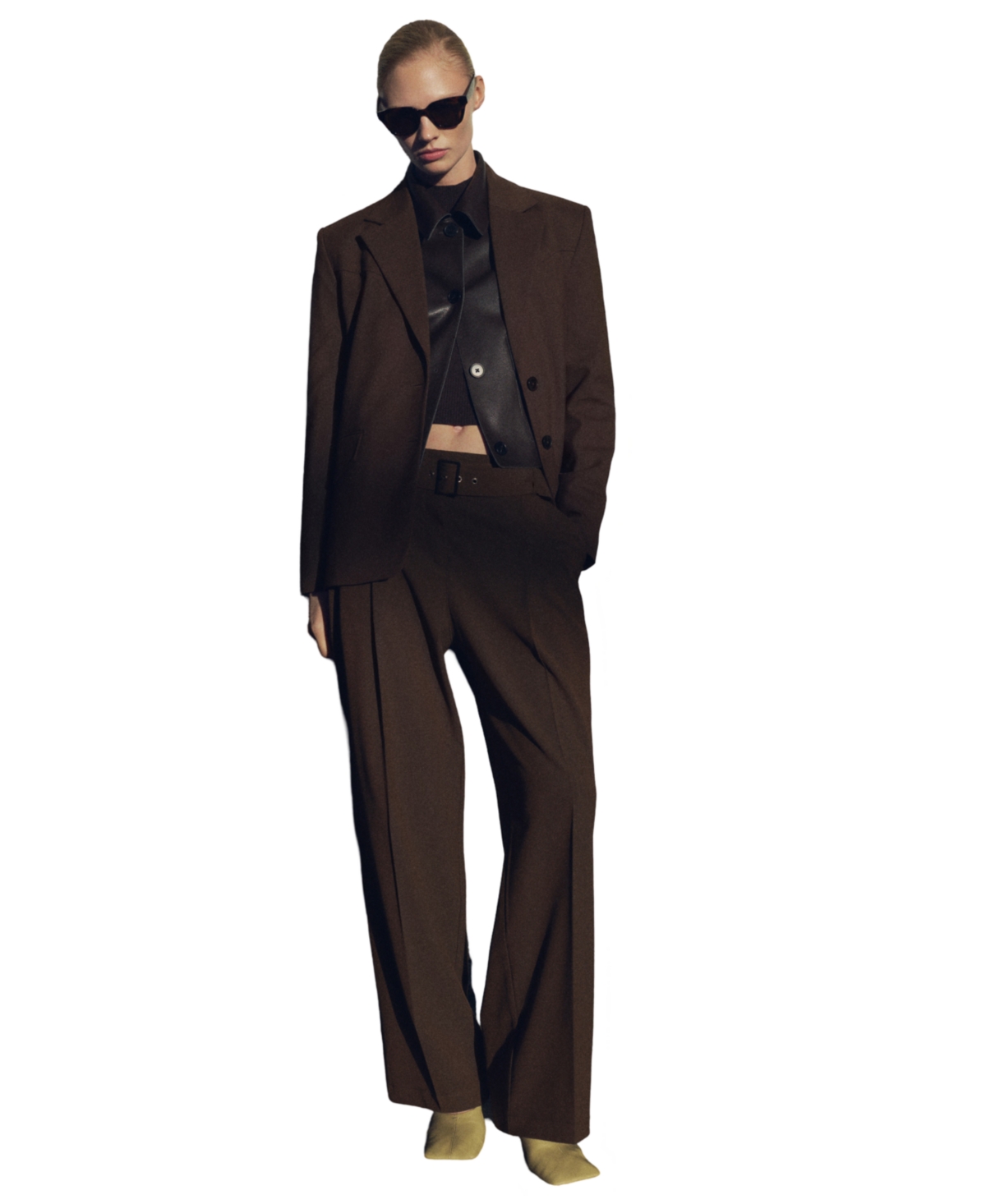 Mango Women's Belt Suit Pants In Brown