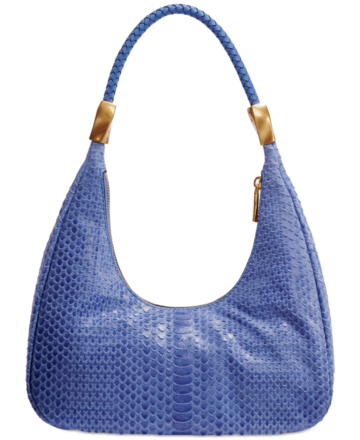 Shop Donna Karan Quogue Skipper Snake Small Leather Shoulder Bag In Dark Cielo