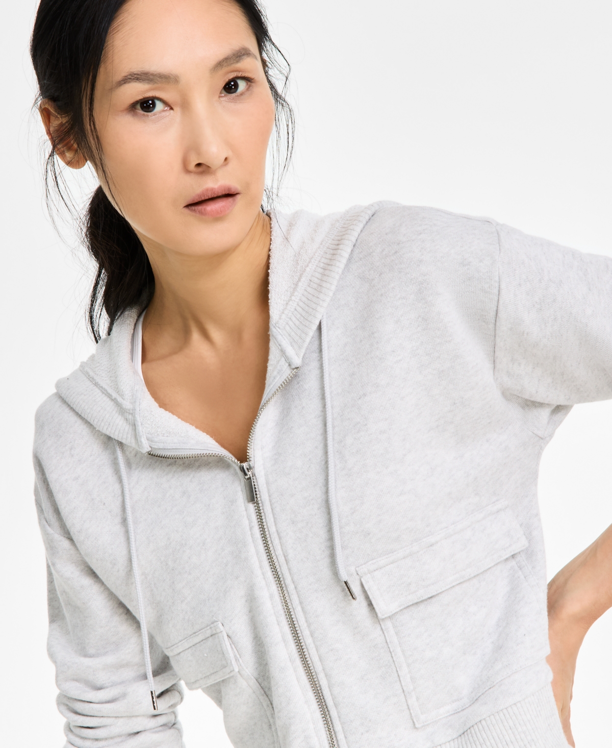 Id Ideology Women's Cropped Zippered Hoodie, Exclusively At Macy's