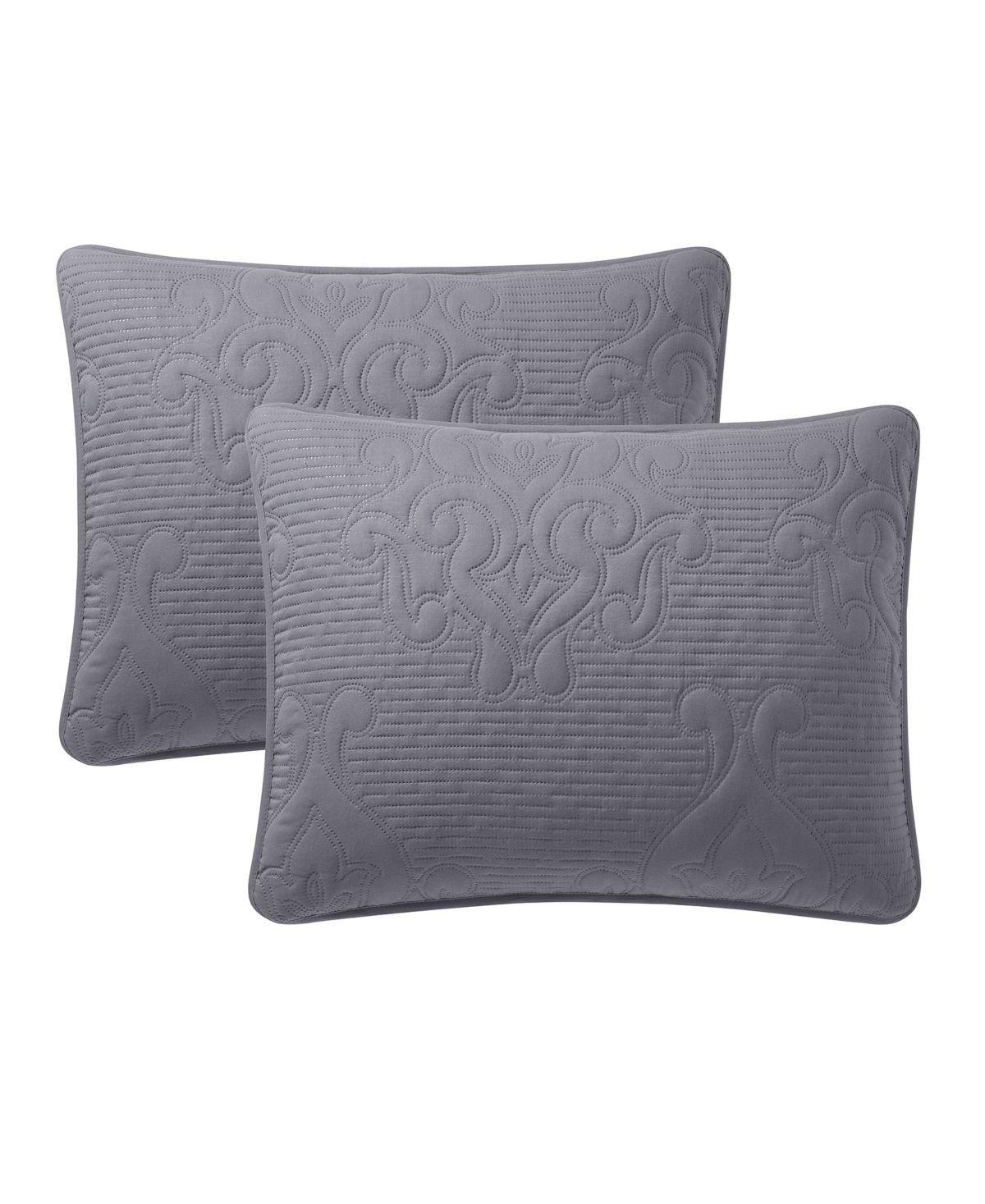 Vcny Home Solomun Pinsonic Damask 3-pc. Quilt Set, Full/queen In Gray