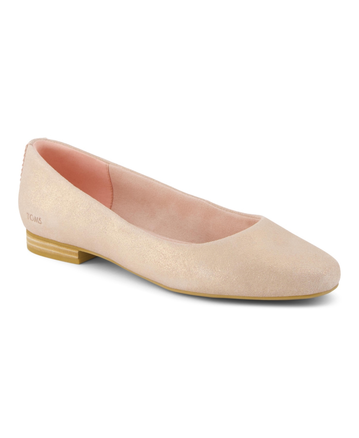 Shop Toms Women's Briella Square Toe Ballet Flats In Pale Rose Metallic Suede
