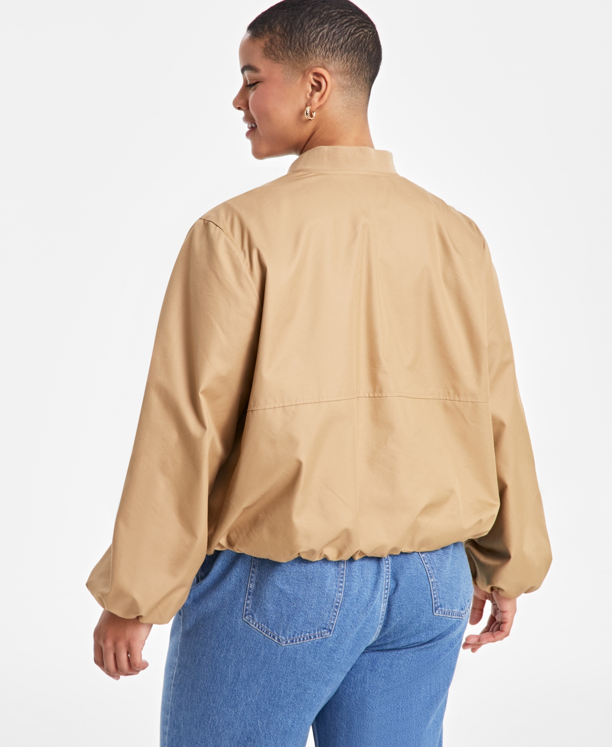 On 34th Trendy Plus Size Twill Bubble-hem Bomber Jacket, Exclusively At Macy's In Swiss Moch
