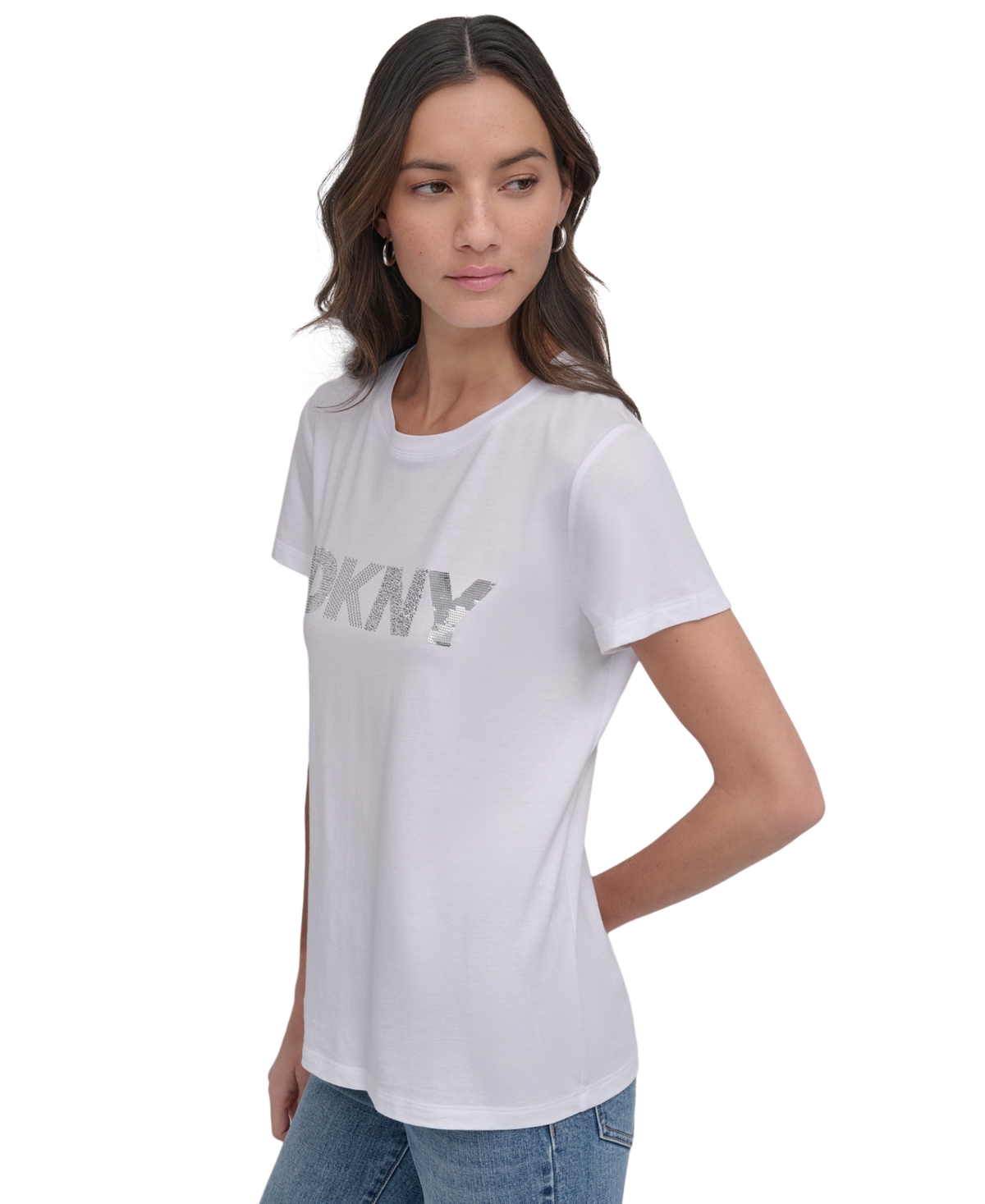 DKNY JEANS WOMEN'S EMBELLISHED LOGO T-SHIRT 