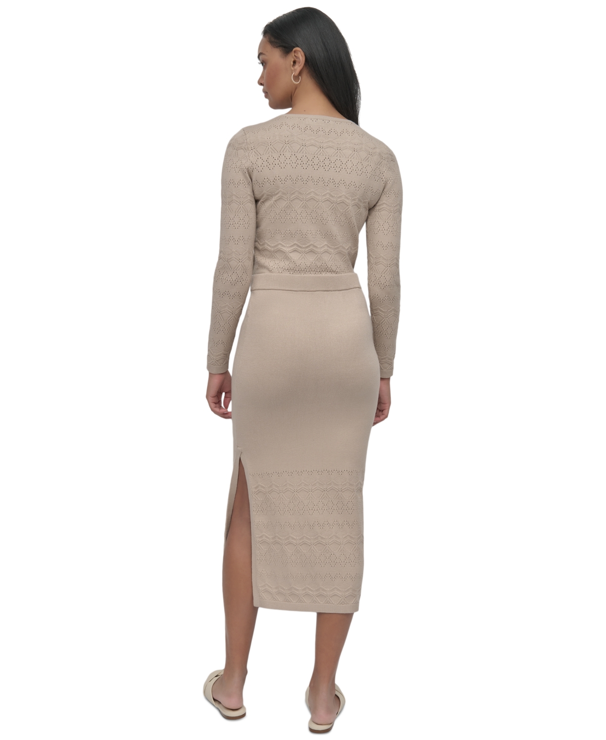 DKNY JEANS WOMEN'S POINTELLE-KNIT MIDI SKIRT 