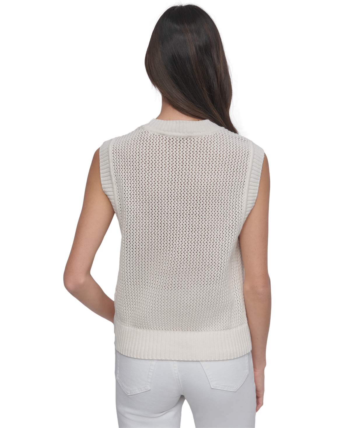 DKNY JEANS WOMEN'S COTTON LOGO SLEEVELESS SWEATER 