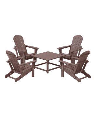 5-Piece HDPE Adirondack Chair Outdoor Patio Square Table Conversation Set