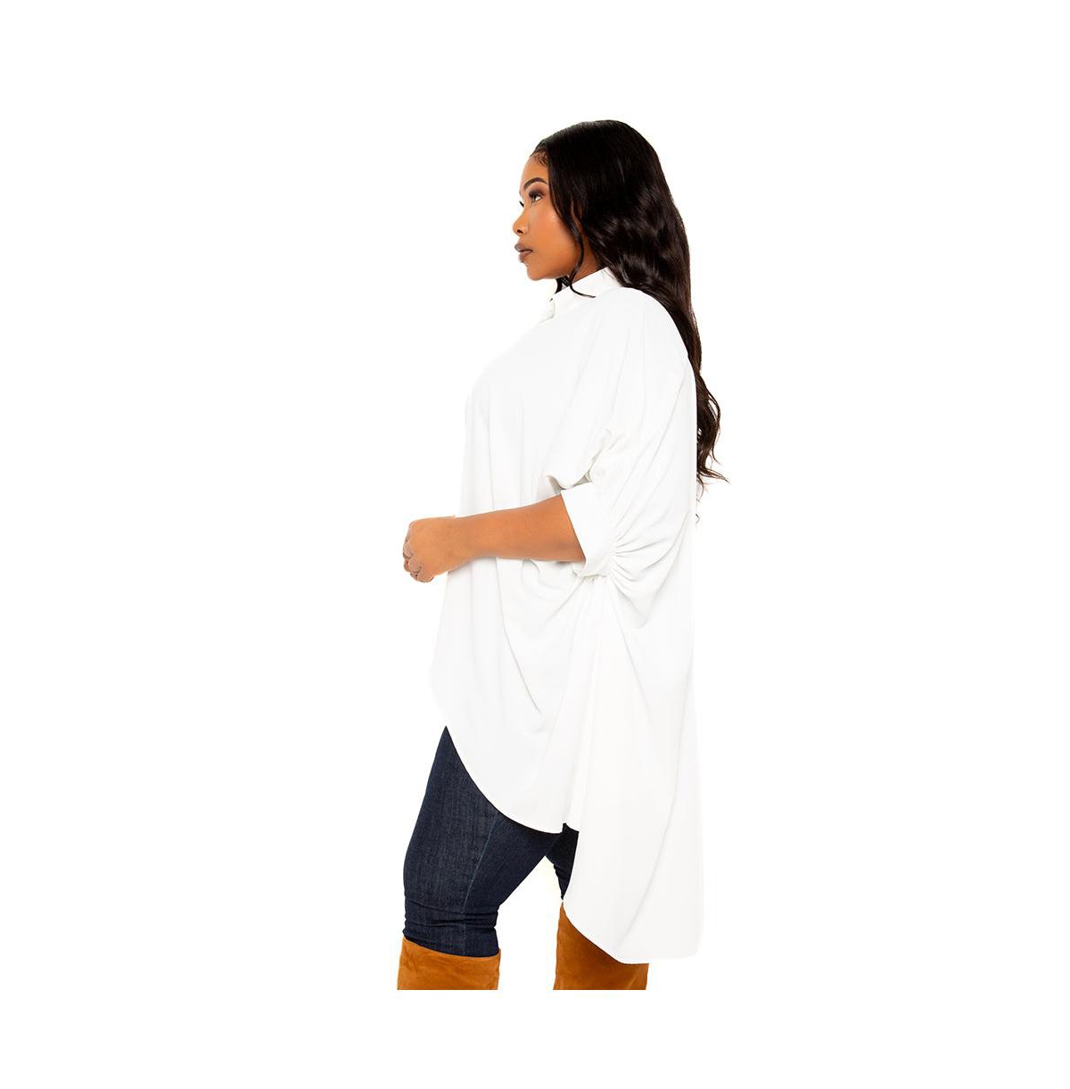 Shop Buxom Couture Women's Plus Size Flowy Hi-lo Blouse In White