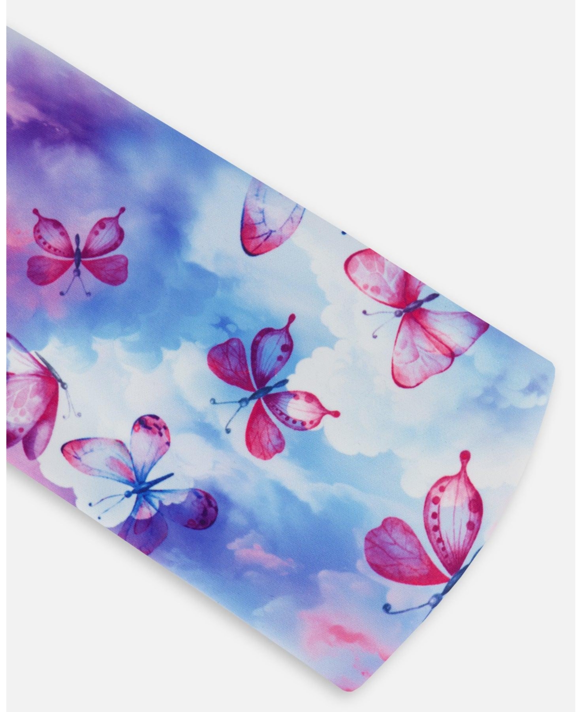 Deux par Deux Girl Printed Athletic Headband Pink, Blue And Butterflies - Toddler|Child