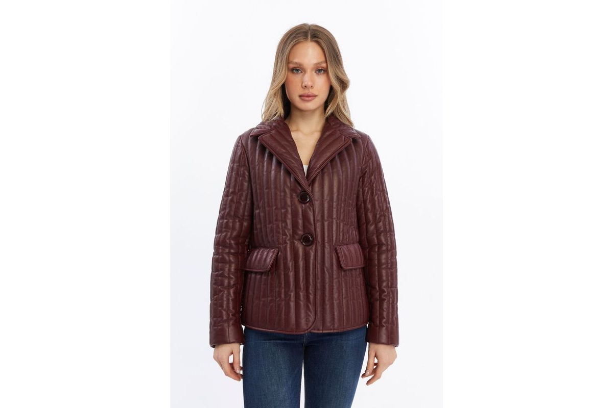 Women's Leather Jacket - Burgundy