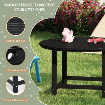 Kids 5-Piece HDPE Outdoor Patio Round Dining Table and Chairs Set