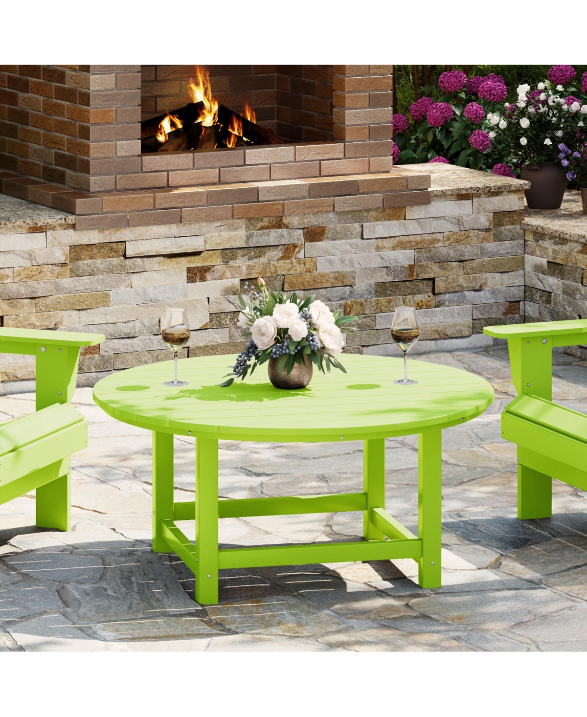 Low Outdoor Hdpe Round Patio Coffee Table