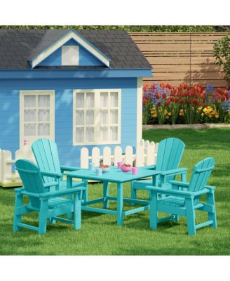 5-Piece HDPE Outdoor Square Patio Dining Table and Chairs Set