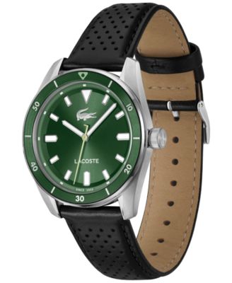 Men's Boston Black Leather Strap Watch, 39mm