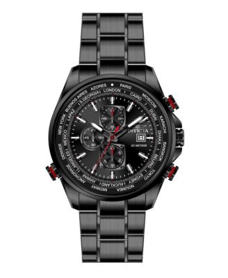 Men's 47820 Aviator Quartz Multifunction Black Dial Watch