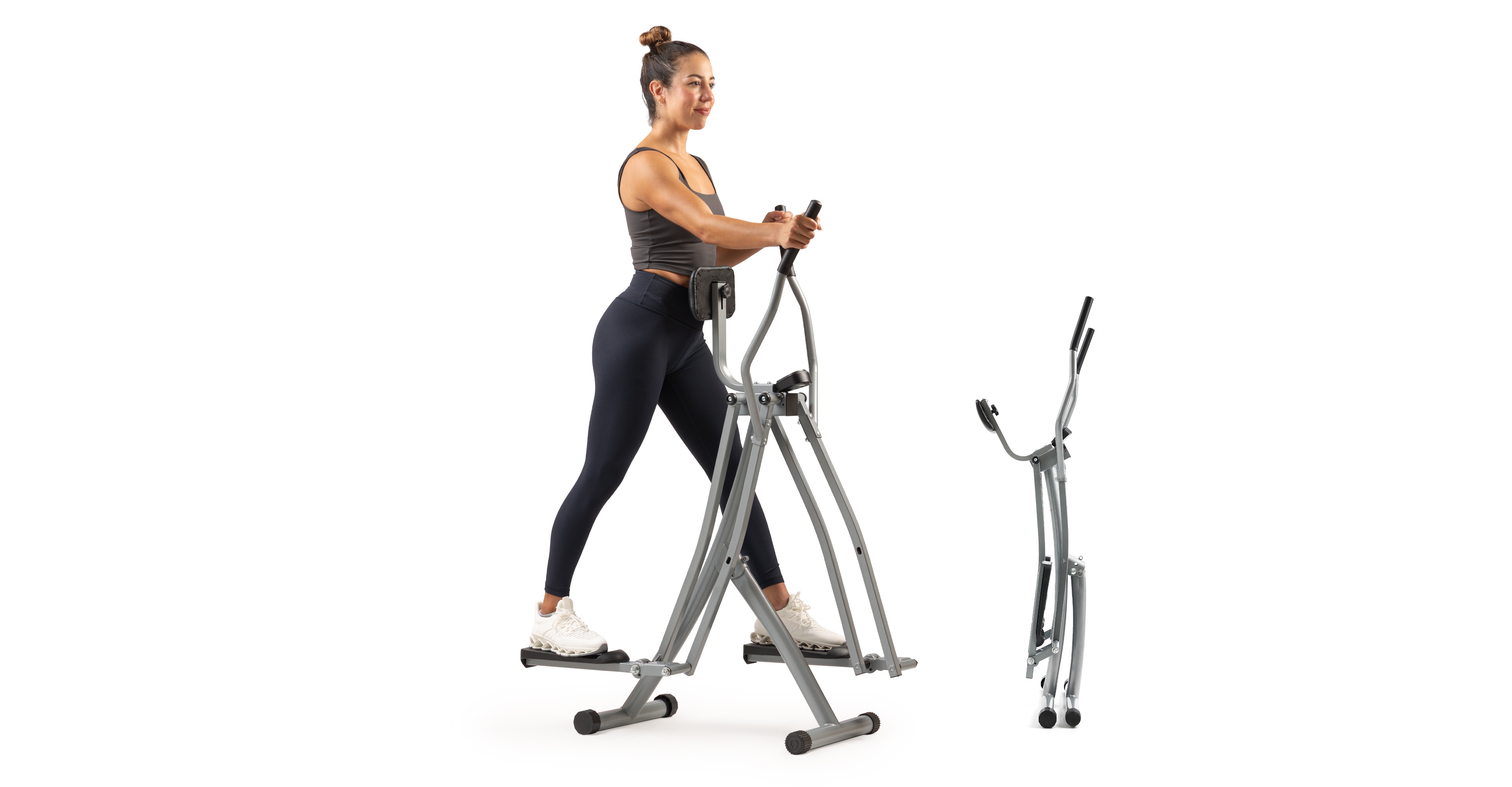 Sunny Health & Fitness Air Walker Lightweight Manual Elliptical, Low-Impact 30-Inch Stride Glider Machine, Free SunnyFit App w/ Bluetooth