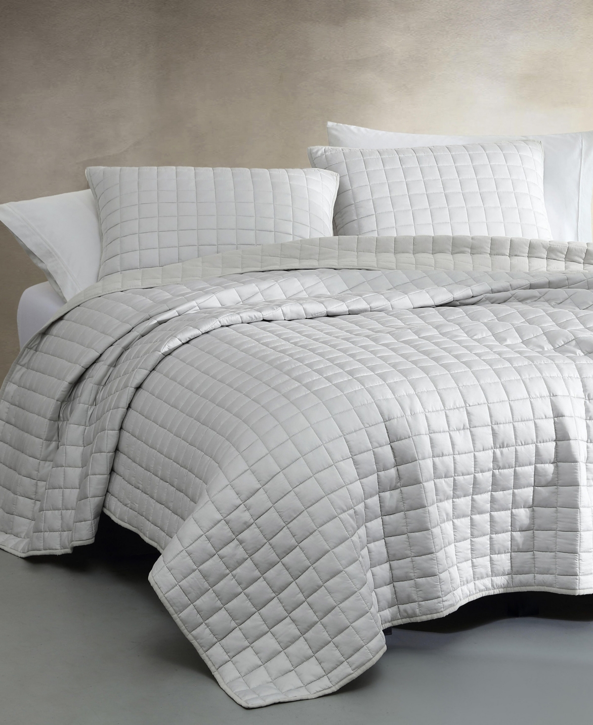 Calvin Klein Lyocell Solid 3-pc. Quilt Set, Queen In Aluminum Gray