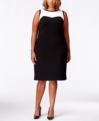 Nine West Plus Size Color-Block Sheath Dress - Wear to Work - Women ...