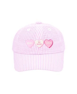 Girls' Candy Hearts Bow Baseball Hat in Pink
