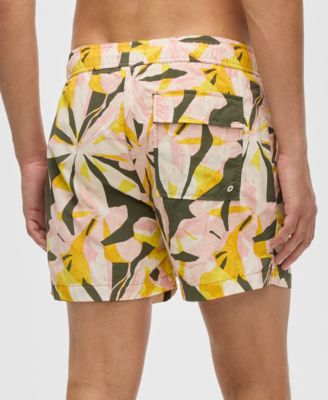 Men's Floral Tones Regular-Fit Printed Swim Trunks, Exclusively at Macy's 