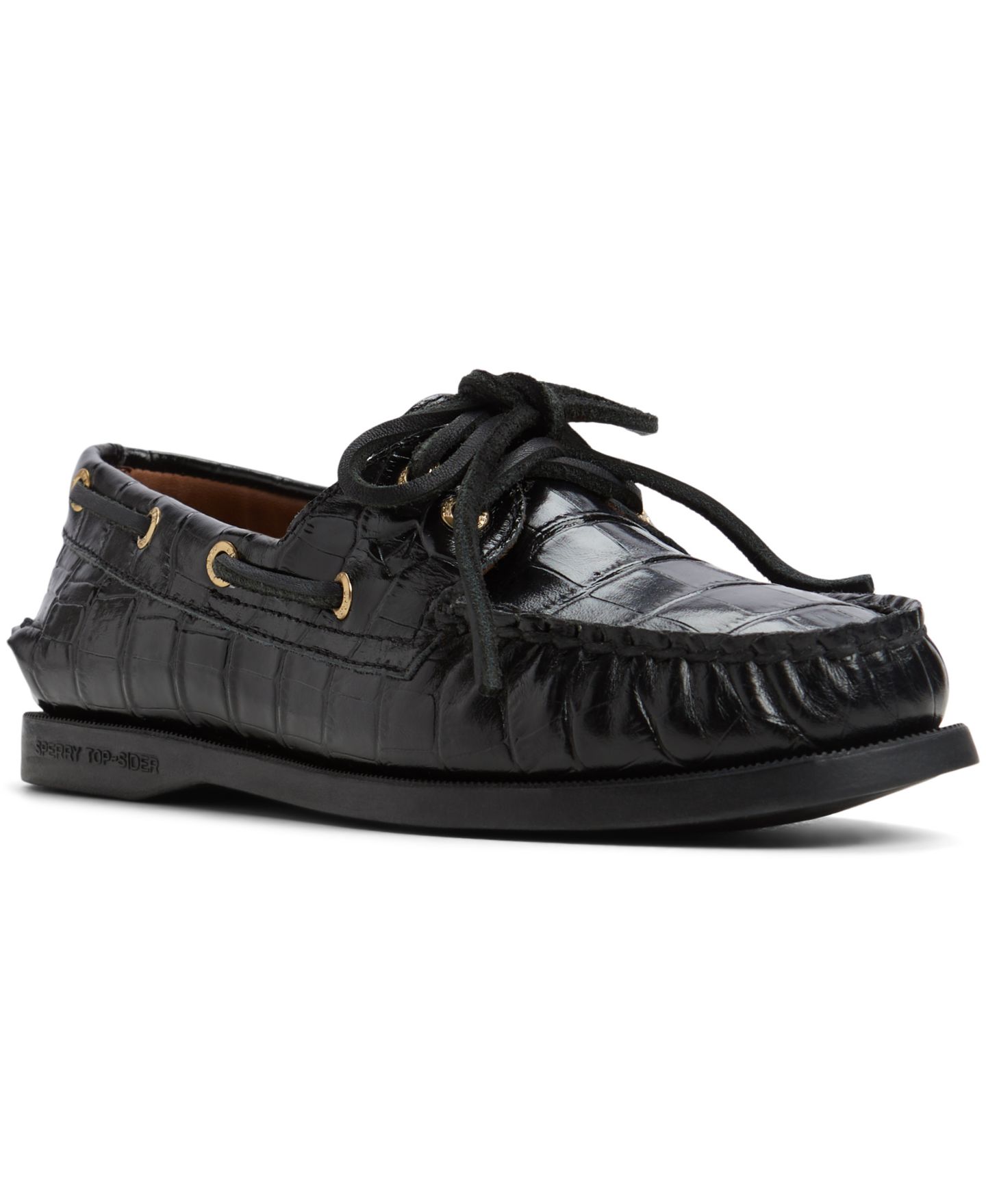 Женские туфли Sperry Authentic Original 2 Eye Lace-Up Boat, цвет: Чёрный — фото 1