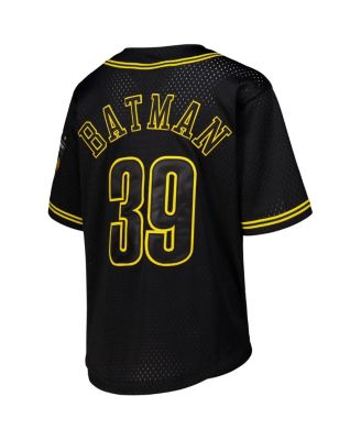 Big Boys and Girls Black Batman Graphic Baseball Jersey
