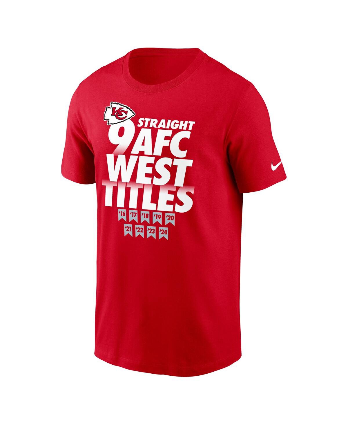 Nike Men's Red Kansas City Chiefs Nine-straight Afc West Division Champions Our Time Is Now T-shirt In Red