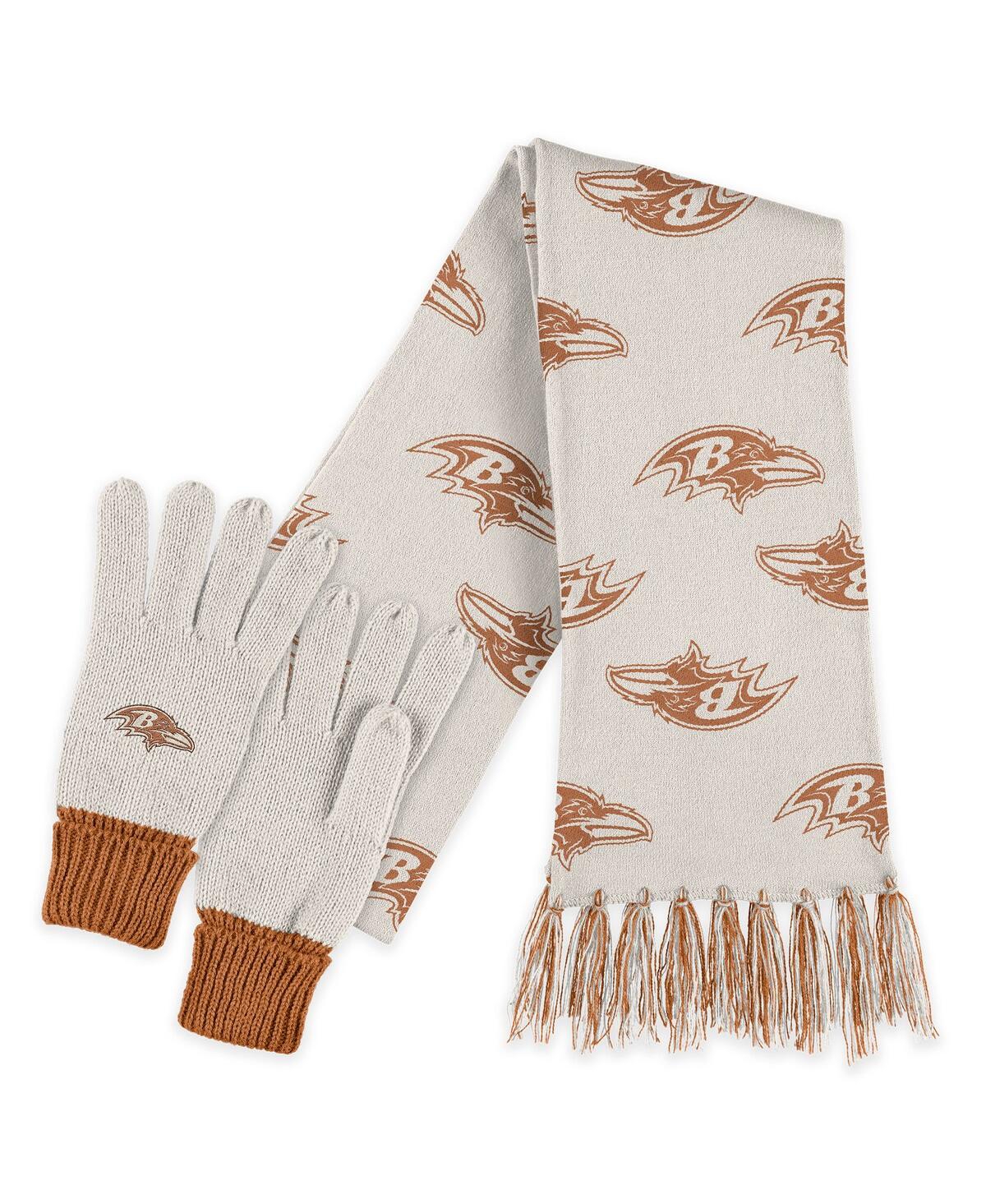 Baltimore Ravens Tonal Scarf and Gloves Set - Tan