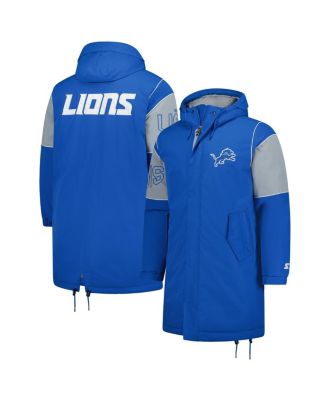 Starter - Men's Blue Detroit Lions Dynasty Polyfill Stadium Full-Zip Jacket