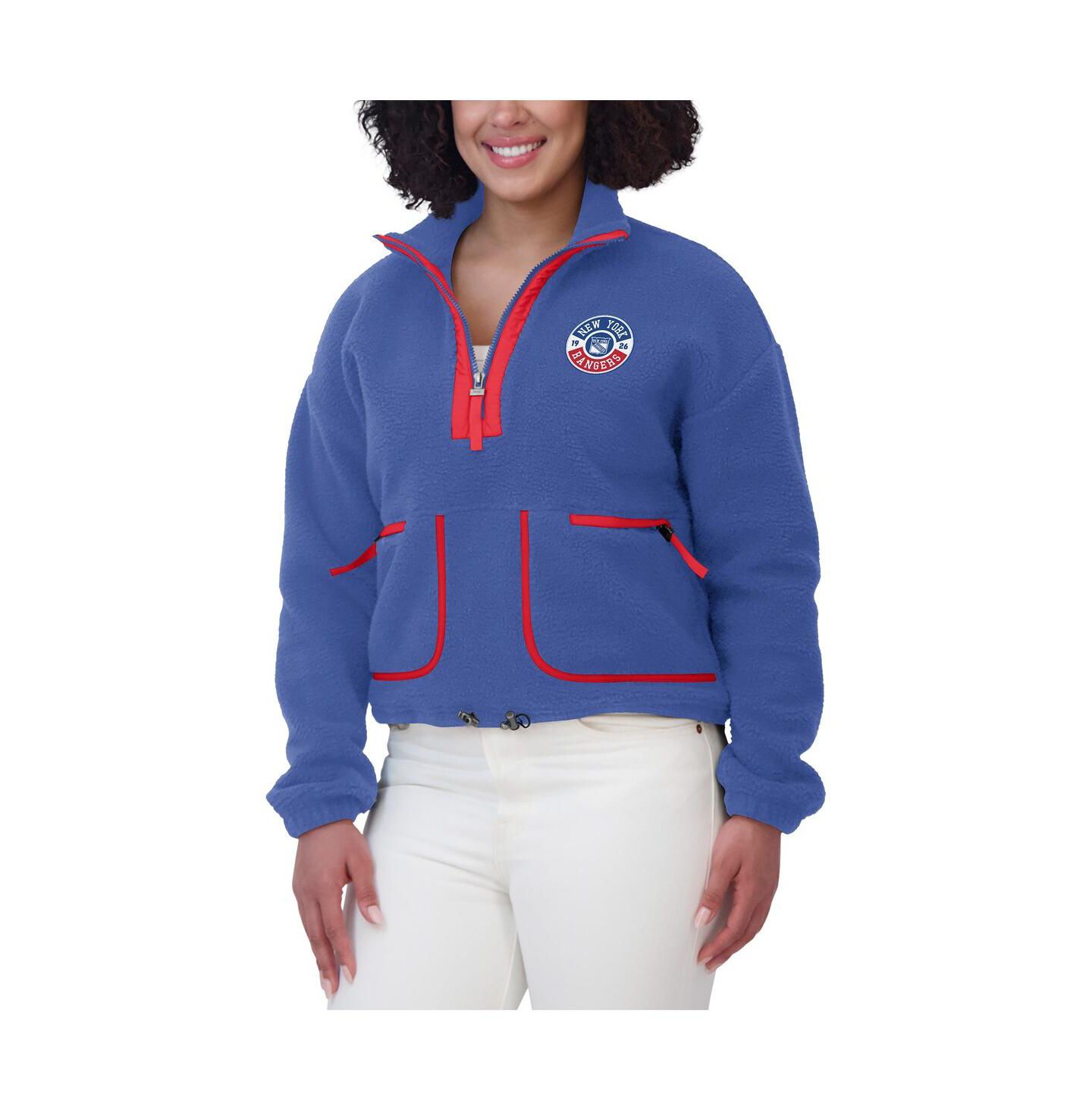 Женская куртка WEAR by Erin Andrews Blue New York Rangers Polar Fleece Half-Zip — фото 2