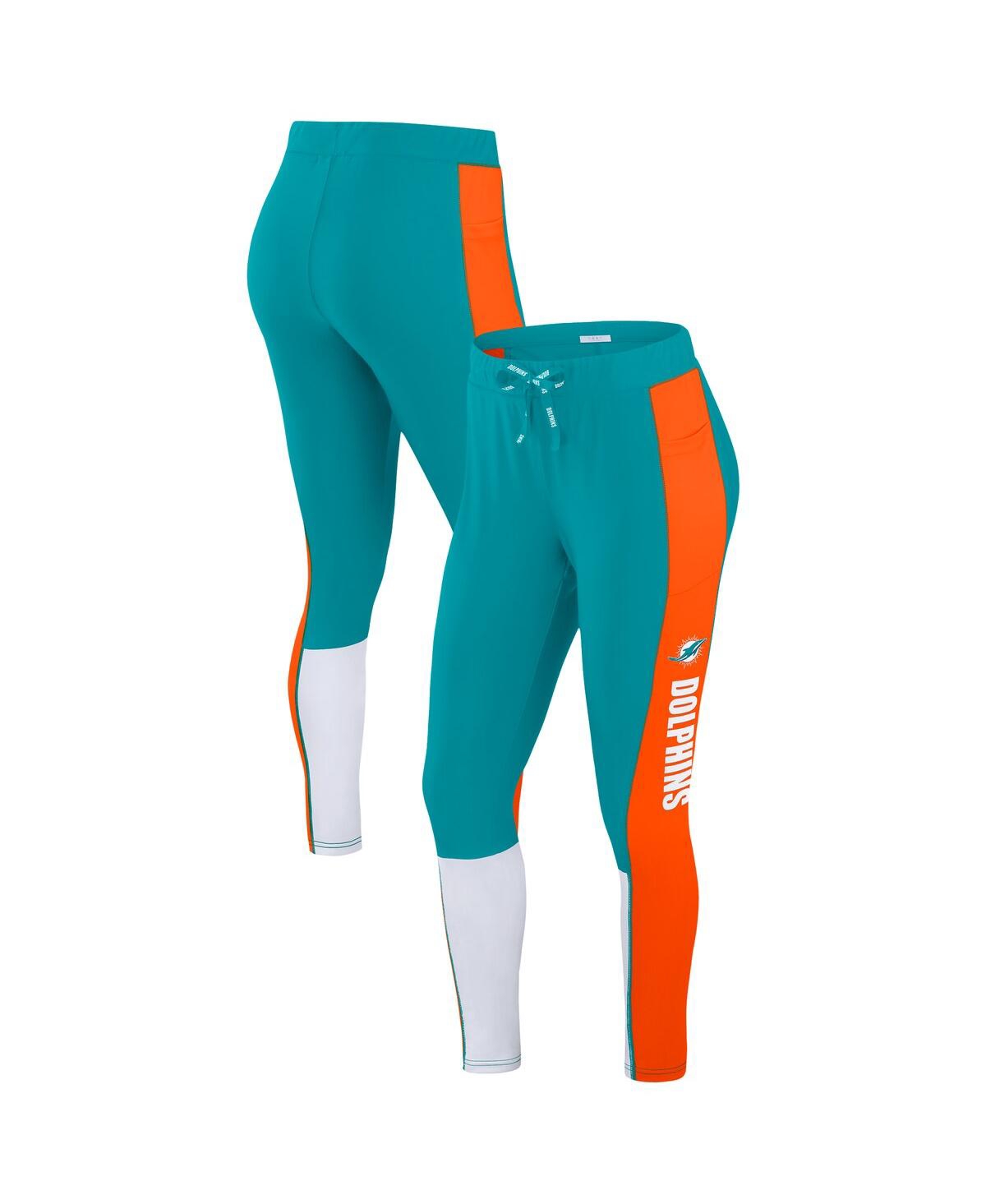 Women's Aqua/Orange Miami Dolphins Color-Block Leggings - Aqua, Orange