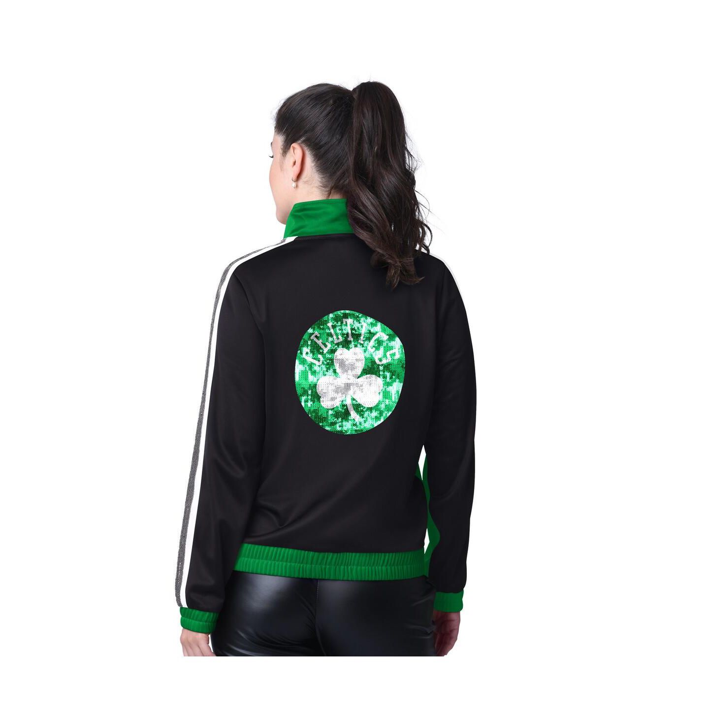 Женская куртка G-III 4Her by Carl Banks Kelly Green/Gray Boston Celtics Rebel Sequin Bling Full-Zip Track Jacket — фото 2