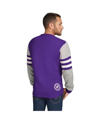Men's Purple/Heather Gray Minnesota Vikings Acrylic Crewneck Pullover Sweatshirt