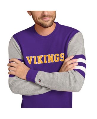 Men's Purple/Heather Gray Minnesota Vikings Acrylic Crewneck Pullover Sweatshirt