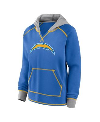 Women's Powder Blue Los Angeles Chargers Boom Fleece Pullover V-Neck Hoodie