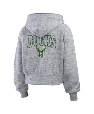 Women's Heather Gray Milwaukee Bucks Speckled Radiator Full-Zip Hoodie