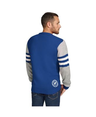 Men's Royal/Heather Gray Los Angeles Rams Acrylic Crewneck Pullover Sweatshirt