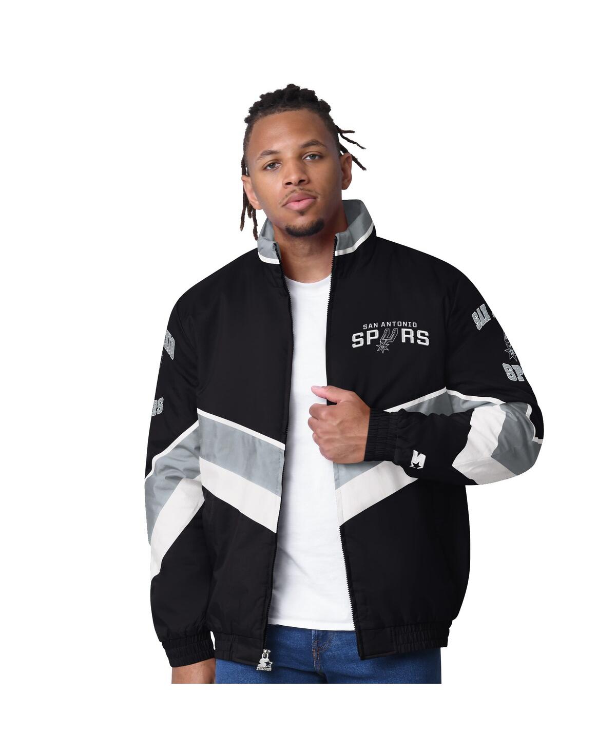 Men's Black/Silver San Antonio Spurs Captain Oxford Full-Zip Jacket - Black, Silver