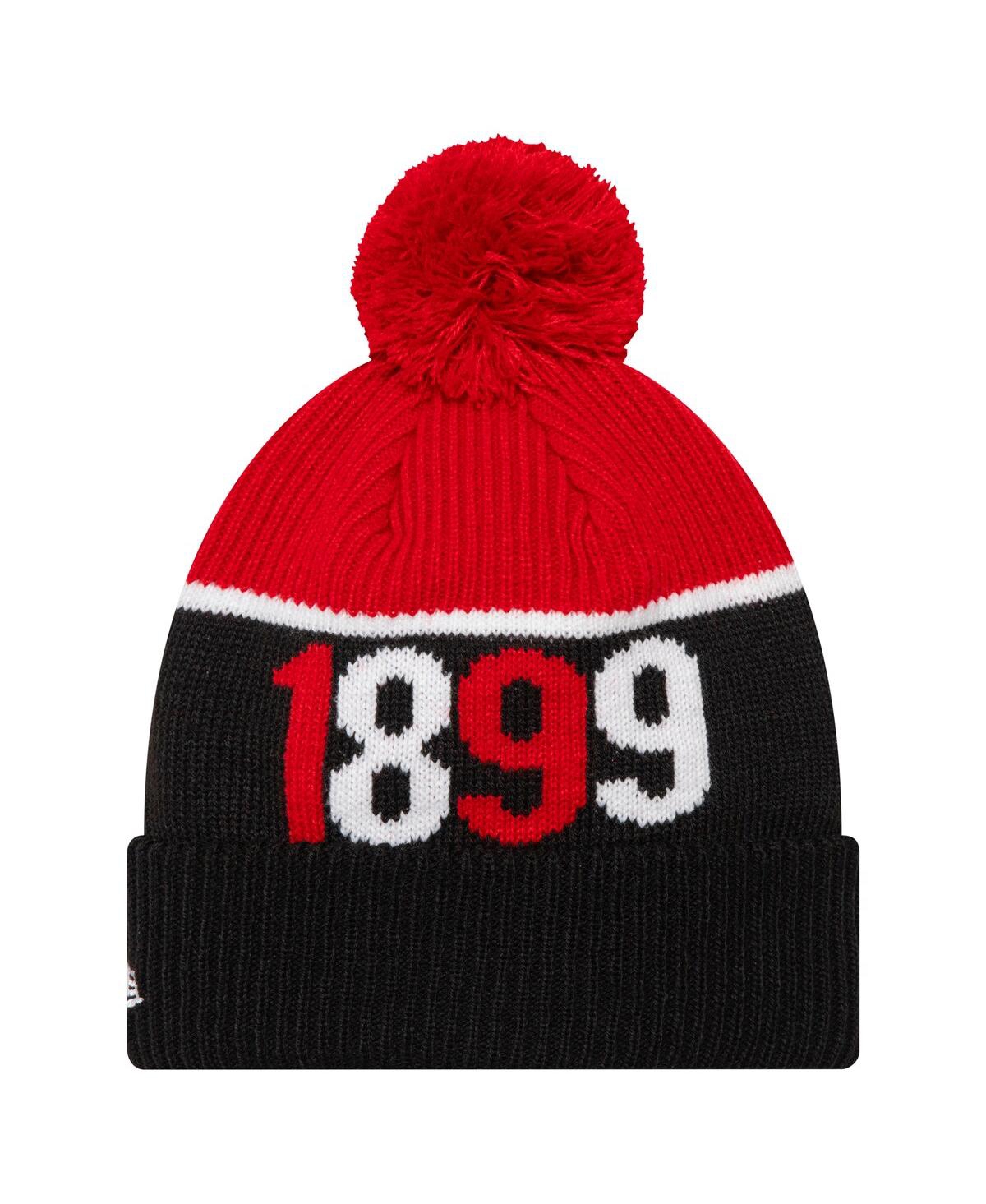New Era Men's Black Ac Milan Sport Cuffed With Pom Knit Hat In Black